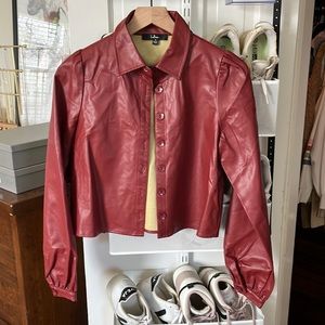 Red faux leather top